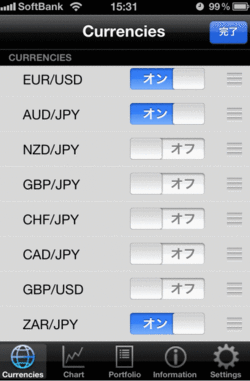 レートに表示する通貨