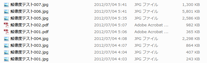 ファイルサイズの違い