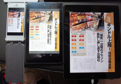 iPhone5、Nexus 7、iPad Retinaのディスプレイの比較